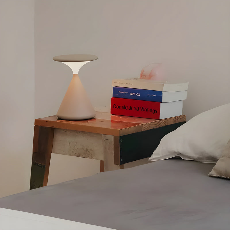 CalmGlow – Berøringsfølsom rund bordlampe med bærbart trådløst design
