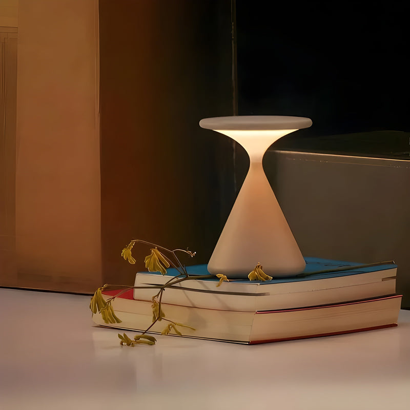 CalmGlow – Berøringsfølsom rund bordlampe med bærbart trådløst design