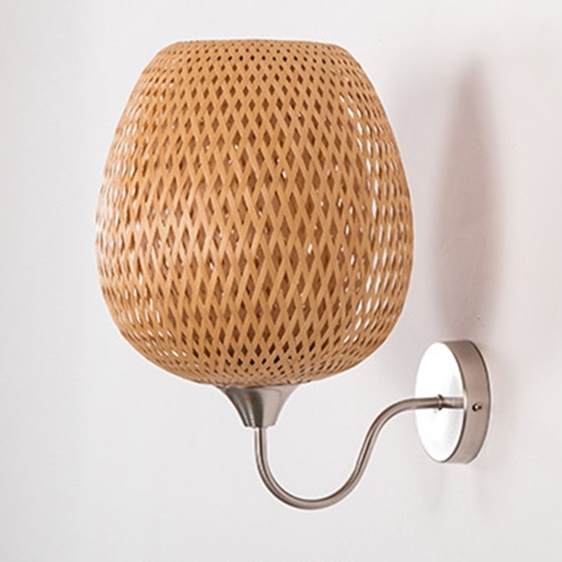 BambooAura – Oval Bambus og Jern Væglampe