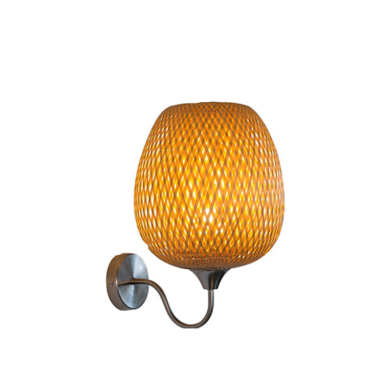 BambooAura – Oval Bambus og Jern Væglampe