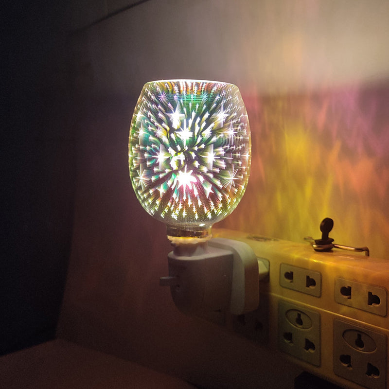 GlowSphere – Art Deco glas LED-natlampe med fyrværkerieffekt