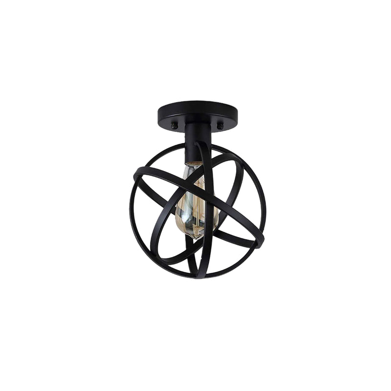 GlobeCraft – Sort retro lanterne loftslampe med flush mount