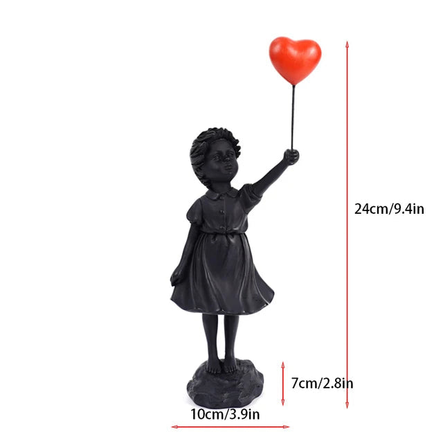 BalloonDream - Banksy-stil pige med ballon harpiksskulptur til dekoration