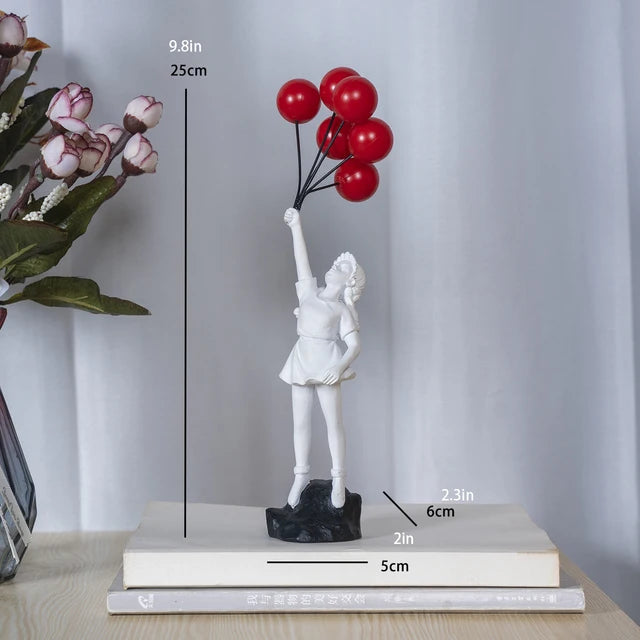 BalloonDream - Banksy-stil pige med ballon harpiksskulptur til dekoration