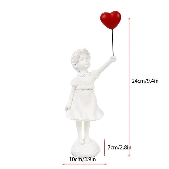 BalloonDream - Banksy-stil pige med ballon harpiksskulptur til dekoration
