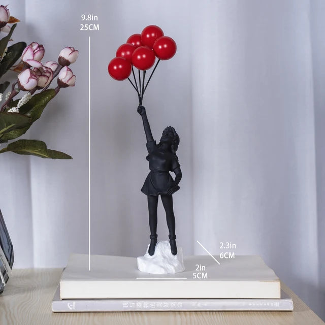 BalloonDream - Banksy-stil pige med ballon harpiksskulptur til dekoration