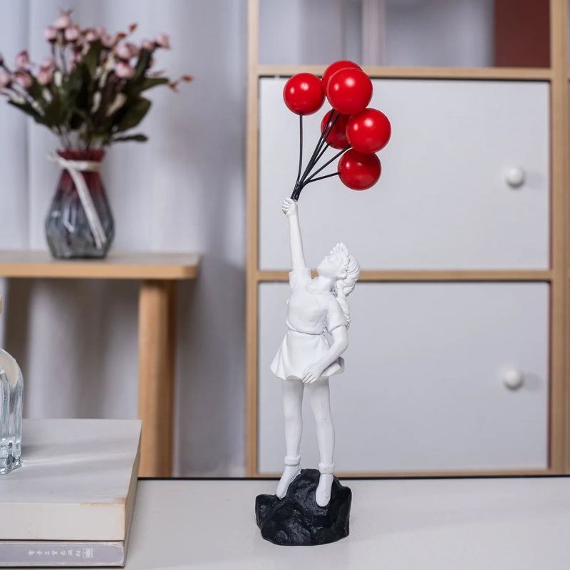 BalloonDream - Banksy-stil pige med ballon harpiksskulptur til dekoration