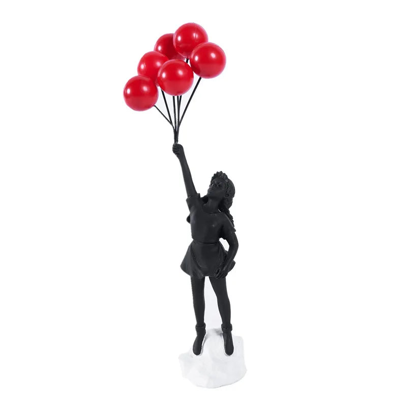 BalloonDream - Banksy-stil pige med ballon harpiksskulptur til dekoration