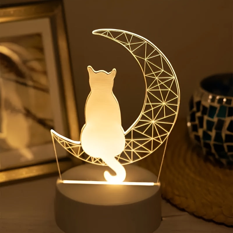 MoonWhisker – 3D katte natlampe med LED-belysning