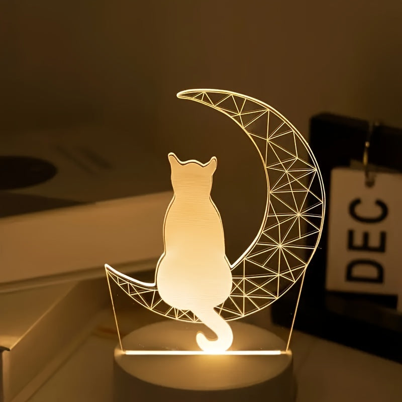 MoonWhisker – 3D katte natlampe med LED-belysning