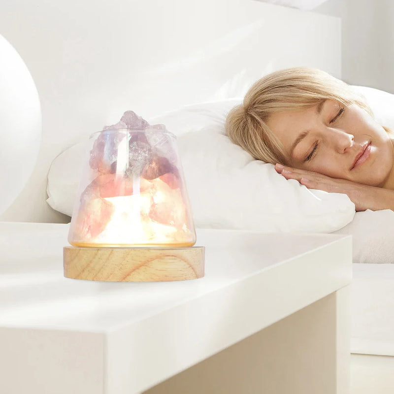 SaltAura – Himalaya salt natlampe med diffusor til æteriske olier og blødt omgivende lys