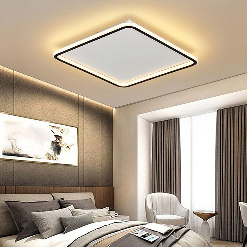 LumaSquare – Elegant LED-loftlampe med geometrisk design og blødt, afslappende lys til soveværelser