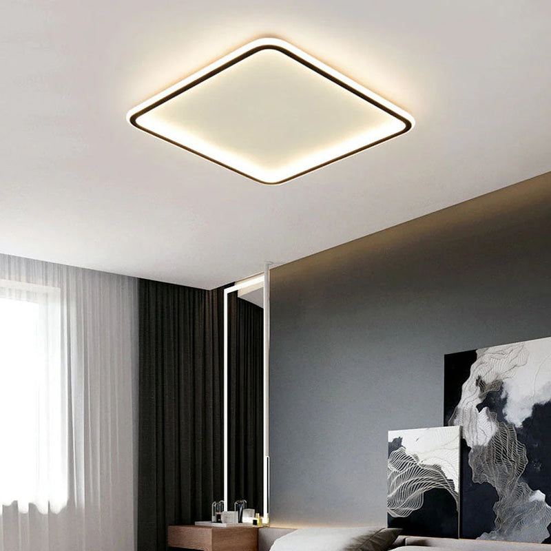 LumaSquare – Elegant LED-loftlampe med geometrisk design og blødt, afslappende lys til soveværelser