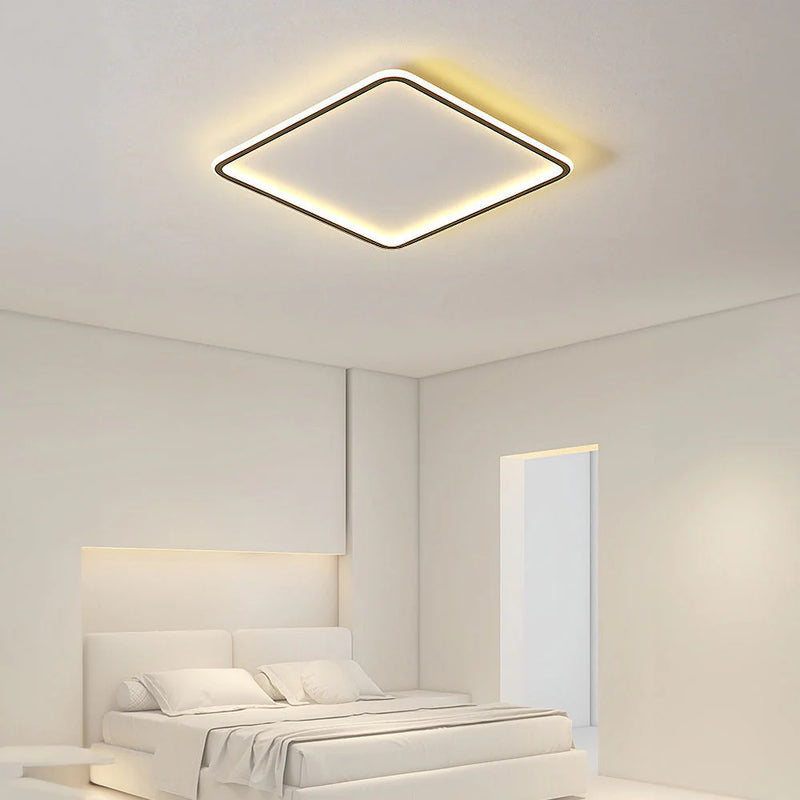 LumaSquare – Elegant LED-loftlampe med geometrisk design og blødt, afslappende lys til soveværelser