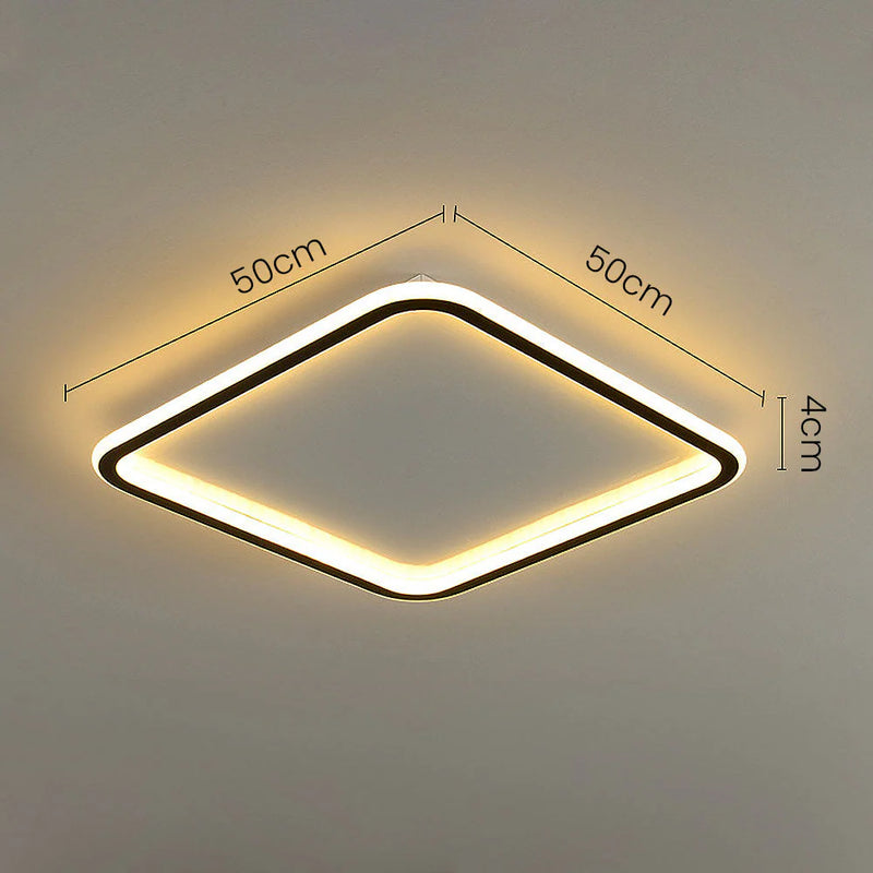 LumaSquare – Elegant LED-loftlampe med geometrisk design og blødt, afslappende lys til soveværelser