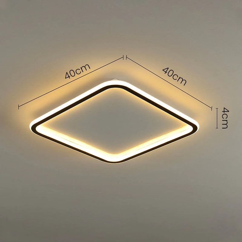 LumaSquare – Elegant LED-loftlampe med geometrisk design og blødt, afslappende lys til soveværelser