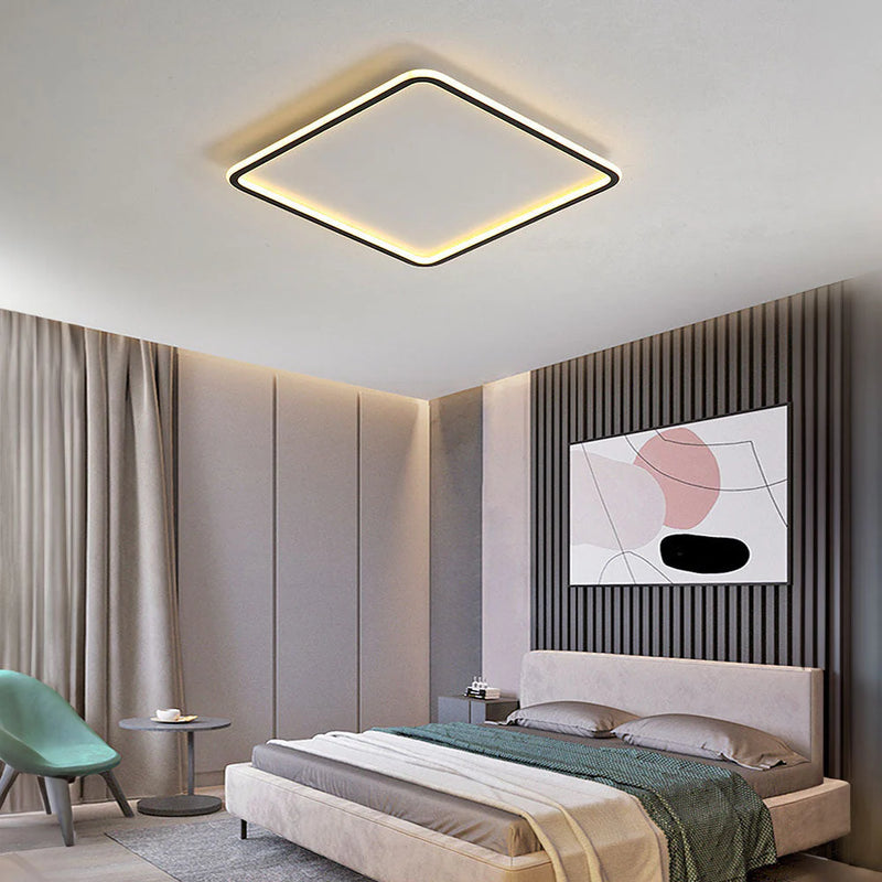 LumaSquare – Elegant LED-loftlampe med geometrisk design og blødt, afslappende lys til soveværelser