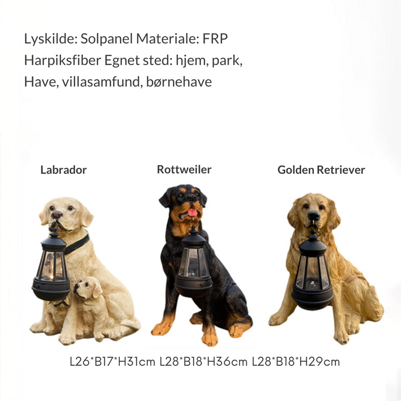 PuppyGlow –Solar Lanterne Med Playful Hundestatue til Udendørs Charme