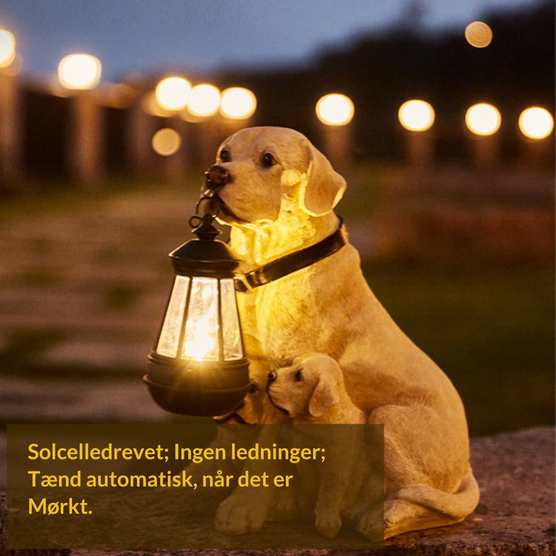 PuppyGlow –Solar Lanterne Med Playful Hundestatue til Udendørs Charme