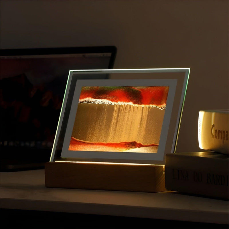 CalmiWave – Kunstlampe med flydende sand og beroligende LED-lys