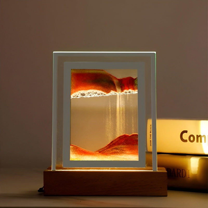 CalmiWave – Kunstlampe med flydende sand og beroligende LED-lys
