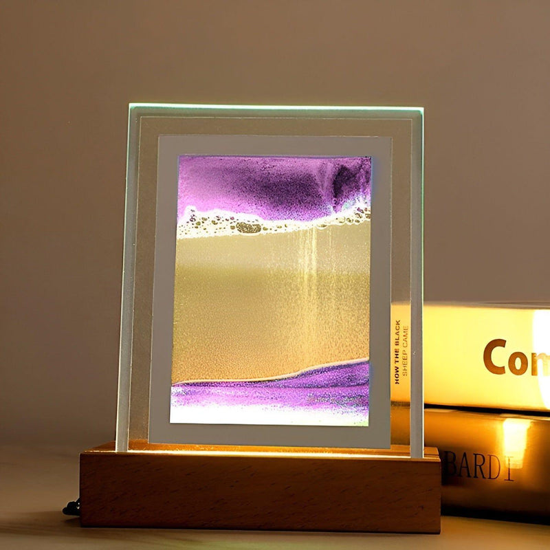 CalmiWave – Kunstlampe med flydende sand og beroligende LED-lys