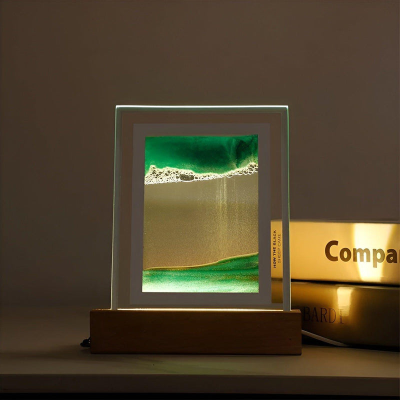 CalmiWave – Kunstlampe med flydende sand og beroligende LED-lys