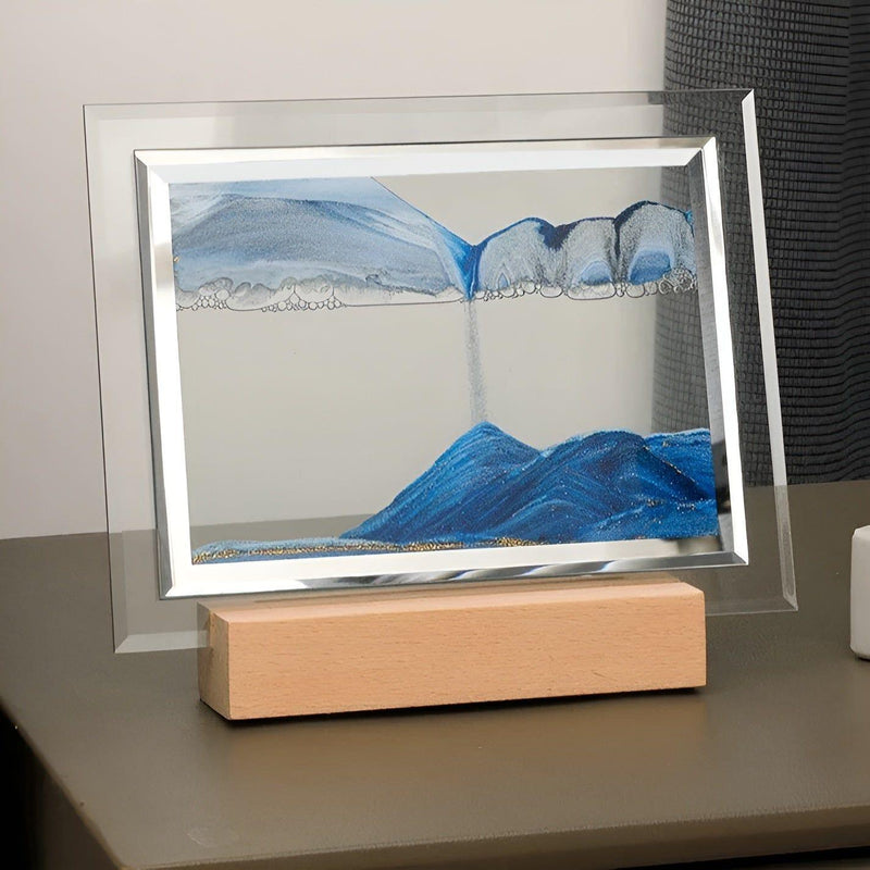 CalmiWave – Kunstlampe med flydende sand og beroligende LED-lys