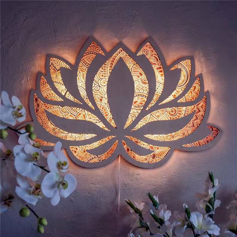 LotusGlow - Spirituel Lotus Mandala Væglampe for Fredelig Atmosfære