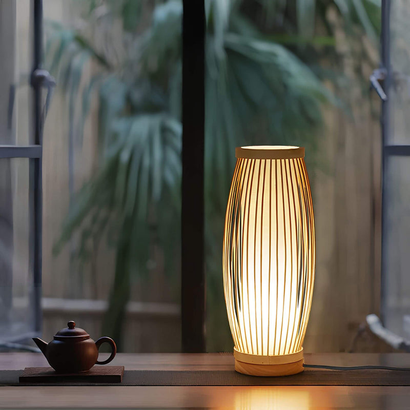 SereneCraft - Japansk-inspireret LED-bordlampe med varm glød og unikt kunstnerisk design