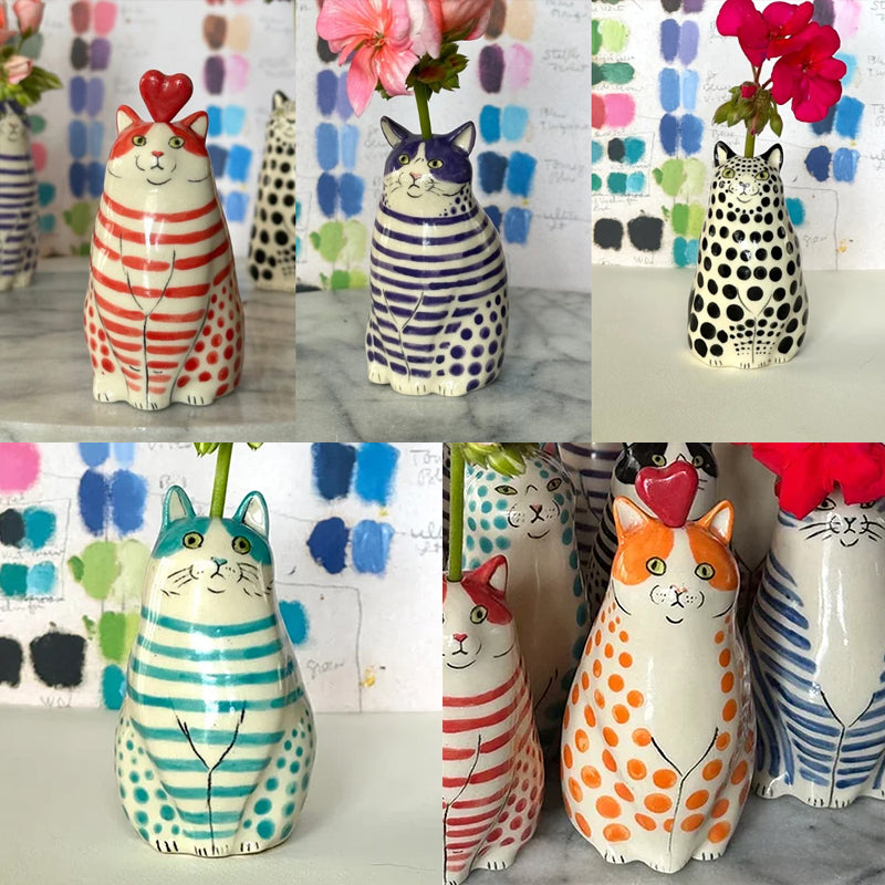PurrDots - Legesyg Kattevase med Prikker til Charmerende Hjemmeindretning