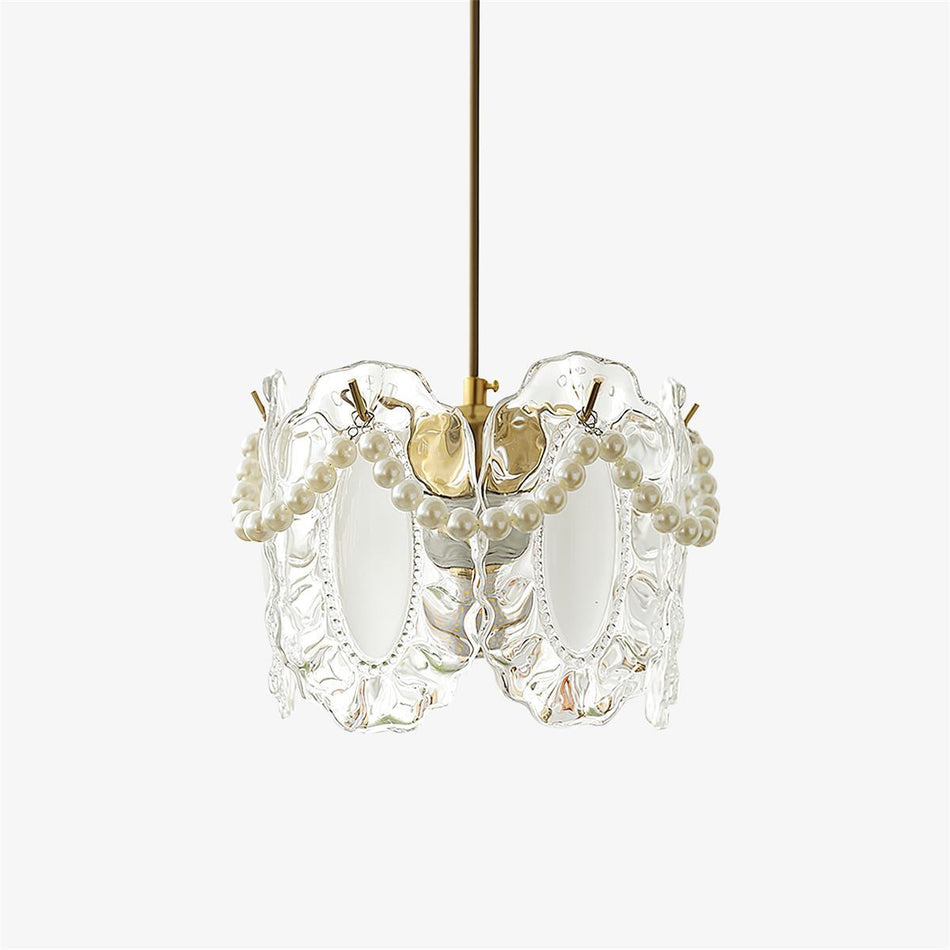 PearlLite - Loftlampe med Glitrende Krystaller og Elegante Perle detaljer
