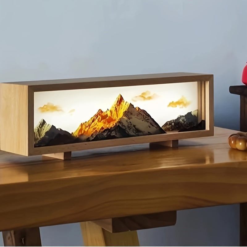 GoldenAura – Golden Mountain Landscape LED-natlys med dæmpbar berøringsfunktion