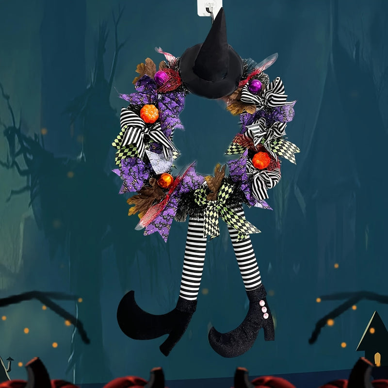 WitchyStep - Halloween Krans med Heksens Ben og Stribede Støvler
