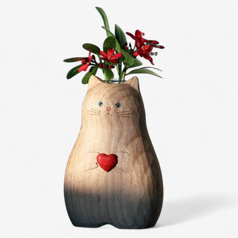 WhiskerHeart – Katteformet Vase med Hjerteaccent til Hjemmedekoration