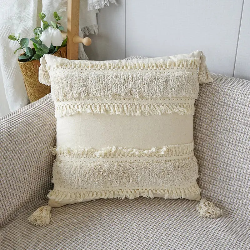 CozyNest – Dekorative pudepuder med tekstureret design og frynser til enhver plads
