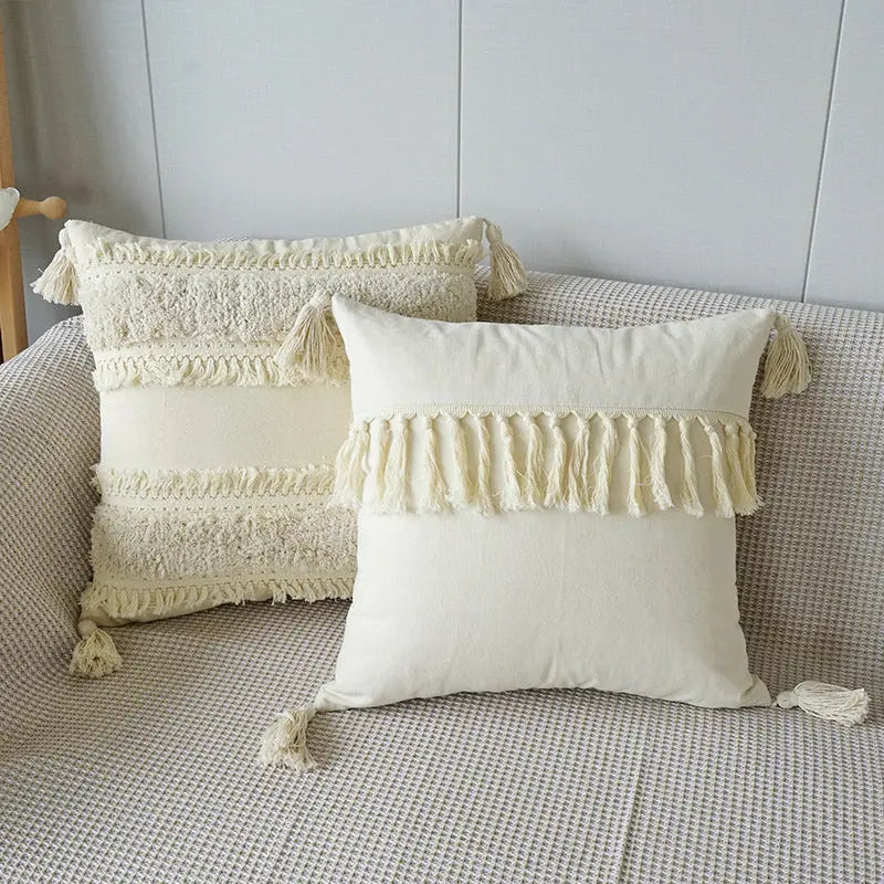 CozyNest – Dekorative pudepuder med tekstureret design og frynser til enhver plads
