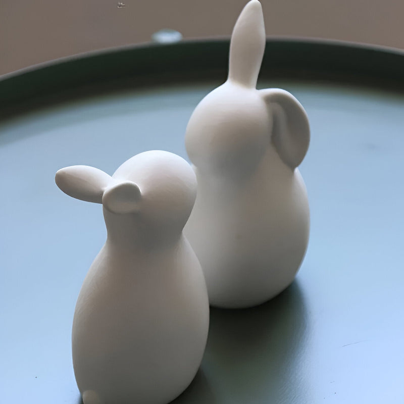 BlissBloom - Charmerende hvide kaninfigurer til elegant påskedekoration