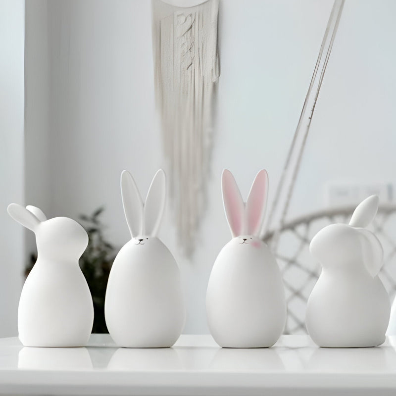 BlissBloom - Charmerende hvide kaninfigurer til elegant påskedekoration