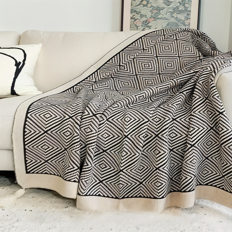 ComfyNest – Geometrisk mønster tæppe til sofa og seng med moderne stil
