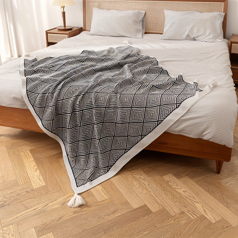 ComfyNest – Geometrisk mønster tæppe til sofa og seng med moderne stil