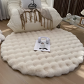 CozyNest – Dekorativt rundt tæppe med hævet boblemønster og plysoverflade