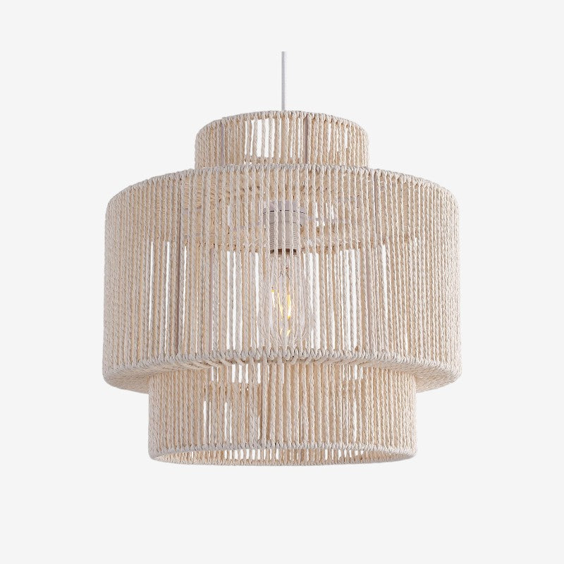 Rattan pendellampe i flettet rebdesign
