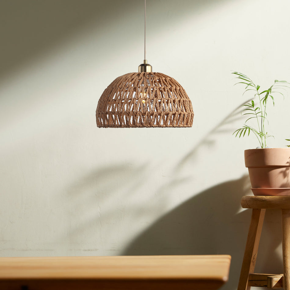GlowNestle - Vævet pendellampe med blødt, organisk design til hyggelige rum