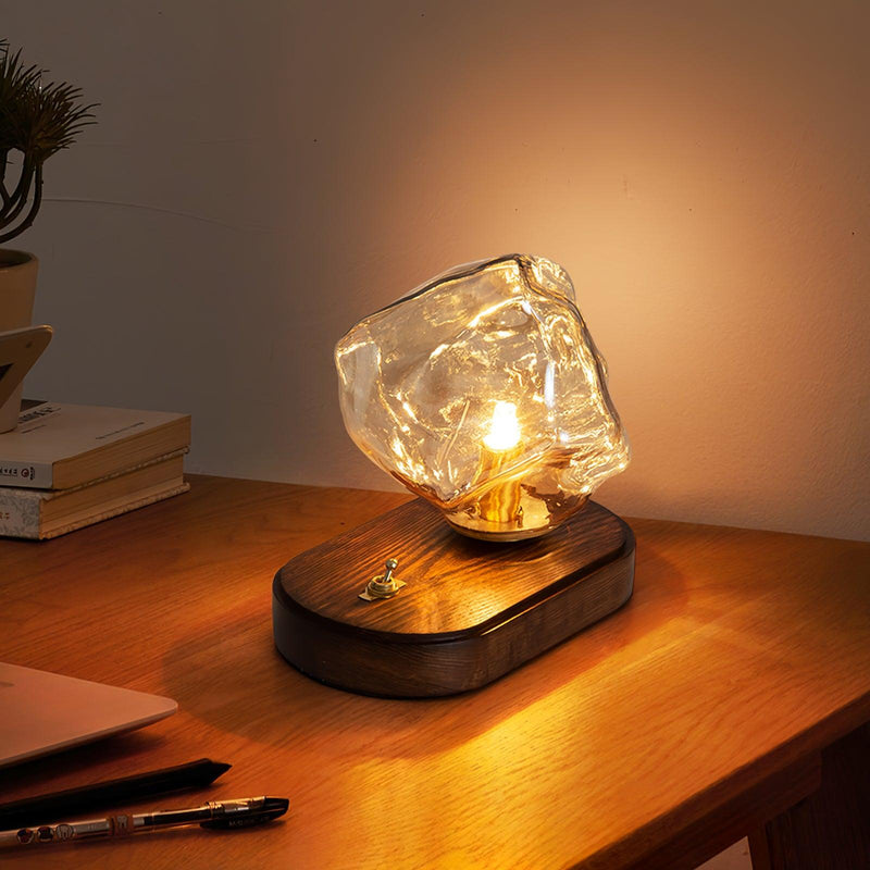 IceStone - Dekorativ bordlampe i glas med blødt omgivende lys