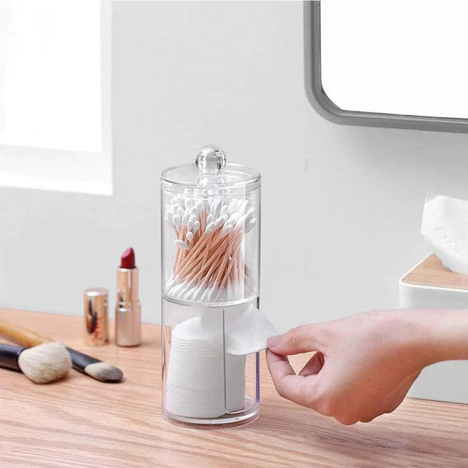 ClarityCase – Dobbelt Lag Bomuldspude Dispenser med Effektiv Opbevaring