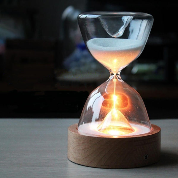 AuraGlass - Elegant LED Timeglas Natlampe Med Fjernbetjening