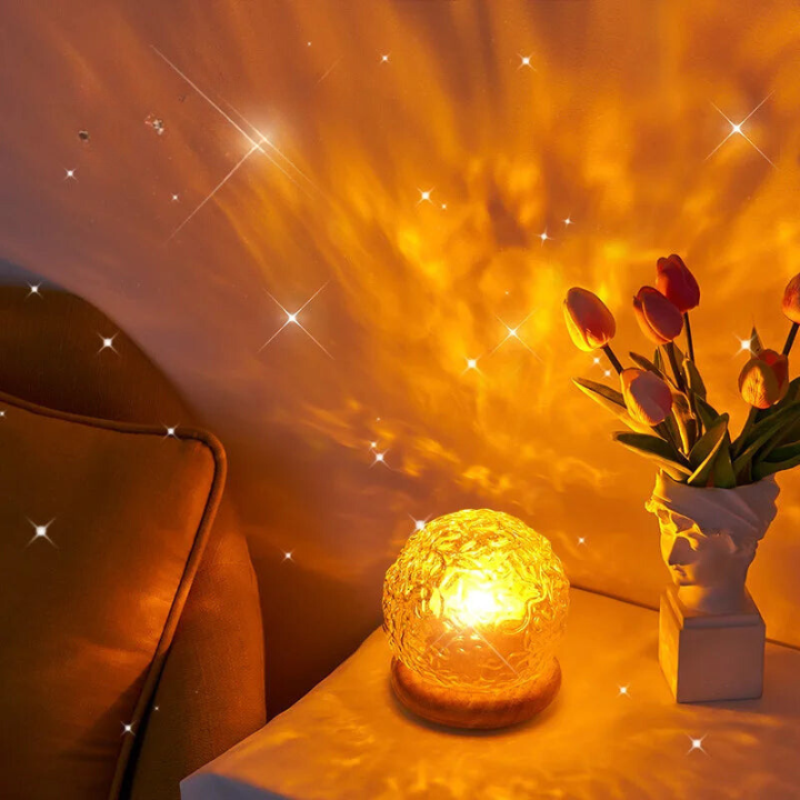 GlowSphere – Dekorativ bordlampe med tekstureret kugle og fjernstyret belysning