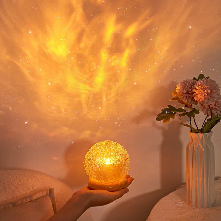 GlowSphere – Dekorativ bordlampe med tekstureret kugle og fjernstyret belysning