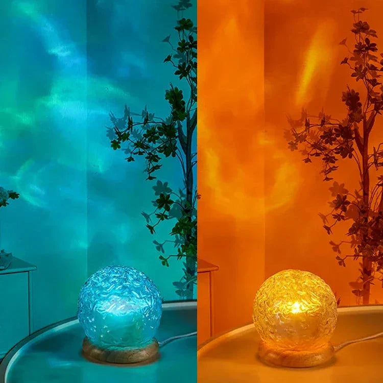 GlowSphere – Dekorativ bordlampe med tekstureret kugle og fjernstyret belysning